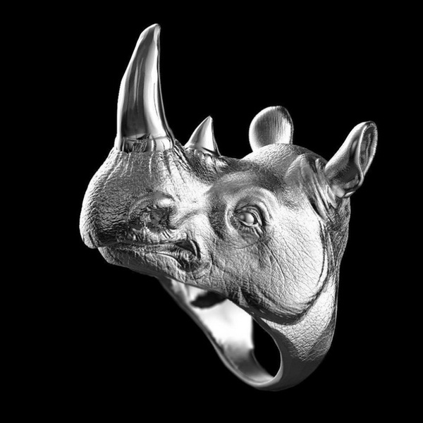 ANEL DEFESA PESSOAL Aço Inoxidável 316L Cabeça de Rinoceronte Animal para Homens de Auto-defesa Rinoceronte Presentes Da Jóia Do Punk FRETE GRATIS