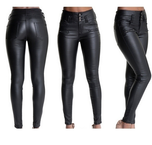 Calças de couro skinny sexy mulheres calças pretas de comprimento total bolsos R$100,00 FRETE GRATIS  SITE aqui www.DUGEZZU.com.br boas compras