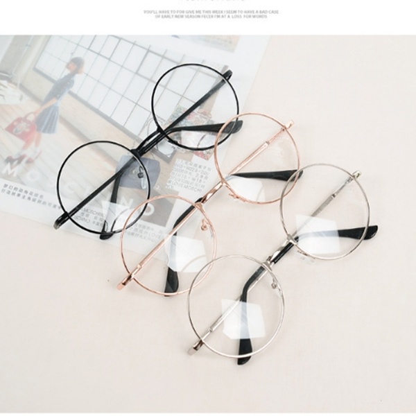 Óculos de armação de metal de círculo redondo retro vintage Óculos de lente clara FRETE GRATIS