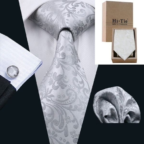 GRAVATA 20 estilos dos homens clássicos gravata jacquard gravata de seda lenço de prata abotoaduras para festa de casamento de negócios com caixa de presente FRETE GRATIS120,00