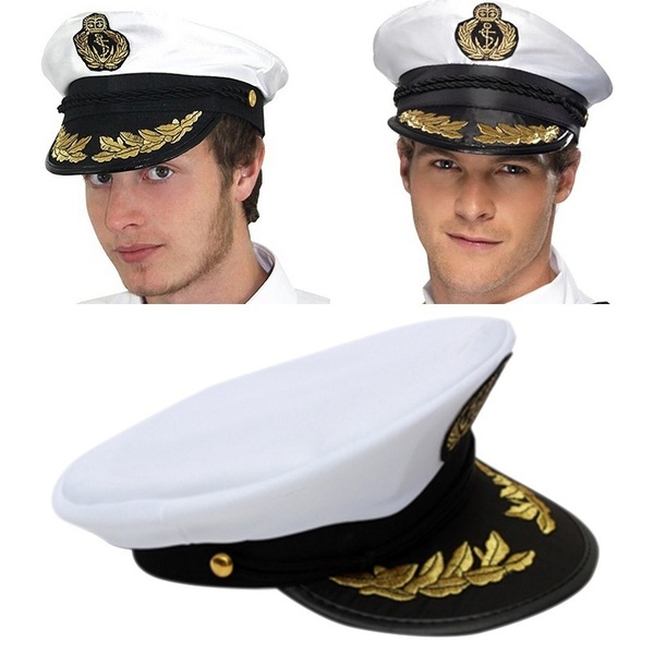 CHAPEU Capitão chapéu branco cetim iate barco marinha unisex marinheiro traje cap vestido extravagante FRETE GRATIS