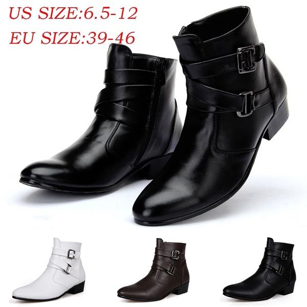 BOTA Plus Size 6.5-12 Homens Moda Dedo Apontado Sapatos de Couro Botas de Tornozelo de Estilo BritânicoFRETE GRATIS