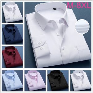 CAMISA Homens de negócios camisa listrada de botão de grandes dimensões (M-8XL) FRETE GRATIS
