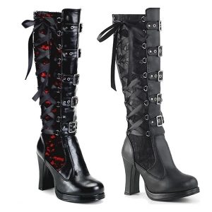 Botas de estilo punk gótico LolitaVegan estilo botas com zíper bandagem fivela couro botas altas vintage FRETE GRATIS