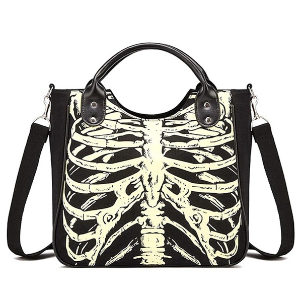 BOLSA Ossos de esqueleto gótico luminoso crânios sacos de rock designer feminino casual bolsas mulheres punk sacos moda bolsa FRETE GRATIS