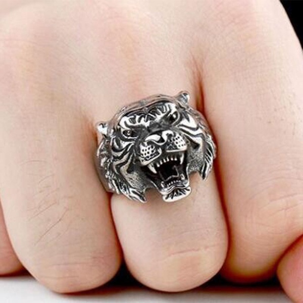 Anel de tigre de personalidade punk para homens Bons detalhes Animal Jewelry for Men (Tamanho: US 8-11) FRETE GRATIS
