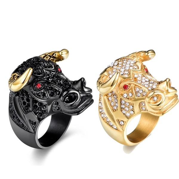 Anéis de moda masculina Blcak e anel de aço inoxidável de ouro FRETE GRATIS