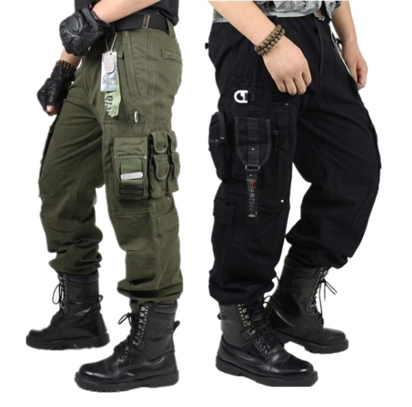 CALÇA Caminhadas ao ar livre Casual Multi-bolso Macacão Plus Size Camuflagem Exército Calças Militares Calças Para Homens Moda FRETE GRATIS