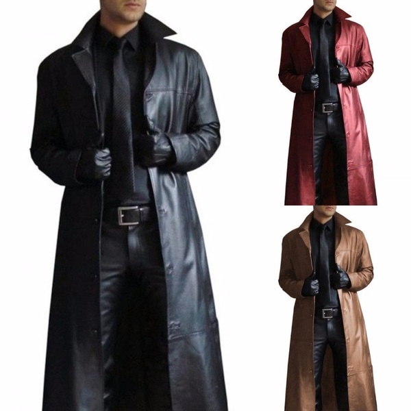 CAPA SOBRETUDO Plus size gótico steampunk dos homens longo casaco de inverno quente cor sólida casaco de couro longo casuais casacos de moto legal para homens FRETE GRATIS