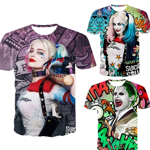 CAMISETA Homens T-shirt 3D Impresso Esquadrão Suicida Camiseta para Adolescentes Menino Menina Harley Quinn Coringa Deadshot Masculino Rick Bandeira Dos Homens Camisas Boomerang FRETE GRATIS