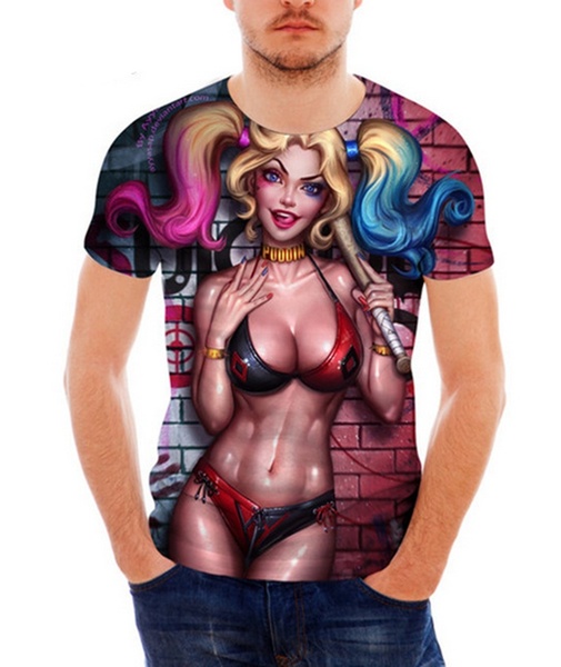 CAMISETA Nova Moda Feminina / Homens 3D Impressão Esquadrão Suicida Joker & Harley Quinn Camiseta Casual JQ12 FRETE GRATIS