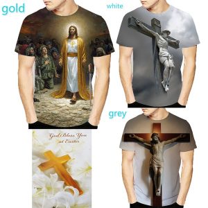 CAMISETA Jesus Cristo 3d Camiseta Casual Manga Curta Crewneck Nova Moda Mens Nova 3D Impresso Camiseta Tee para Homens FRETE GRATIS
