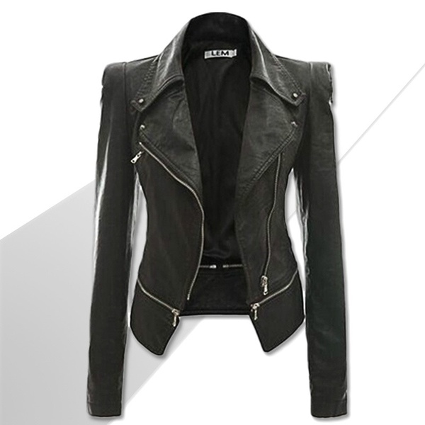 JAQUETA  Jaqueta de couro feminina Uma jaqueta de couro fina em preto e couro tamanho grande FRETE GRATIS