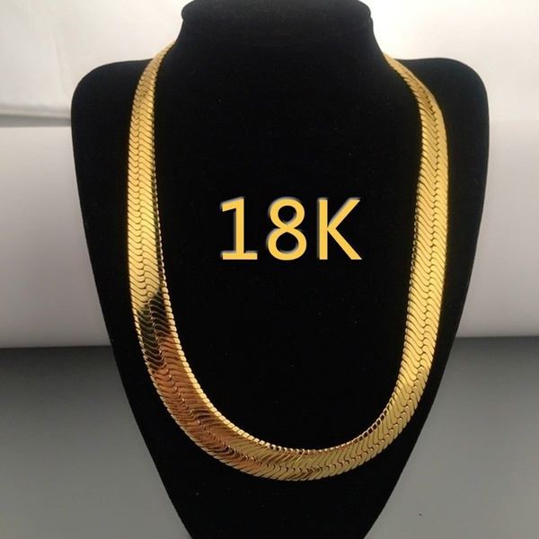 COLAR Moda masculina e feminina, colar de corrente de cobra banhado a ouro 18K, colar italiano de alta qualidade em ouro italiano (tamanho: largura: 6 mm. Comprimento 16 polegadas-28 polegadas) FRETE GRATIS