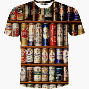 CAMISETA Camiseta 3d Curto Impresso Cerveja Personalidade Novidade Criativa Casual Hip Hop FRETE GRATIS