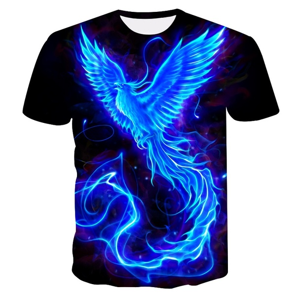 CAMISETA Blue Phoenix T-shirt impressa Unisex Cool 3d T-shirt de manga curta FRETE GRATIS