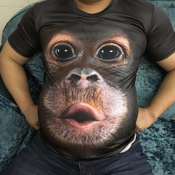 CAMISETA homens casuais novo design 3D paródia gorila macaco engraçado t-shirt engraçado fazendo beicinho macaco camiseta impressão 3D lazer de verão alta qualidade lazer legal camisa de manga curta FRETE GRATIS