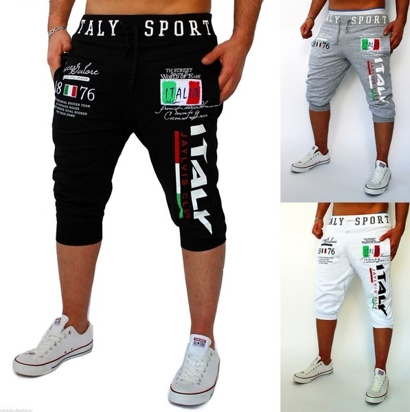 BERMUDA Shorts de algodão de moda masculina de alta qualidade, calças esportivas casuais de impressão digital italiana FRETE GRTIS