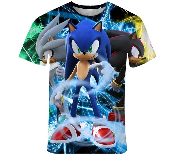 CAMISETA Novidade crianças camiseta 3D Novo Sonic The Hedgehog Verão Estilo Personalidade de Manga Curta Camiseta para crianças FRETE GRATIS