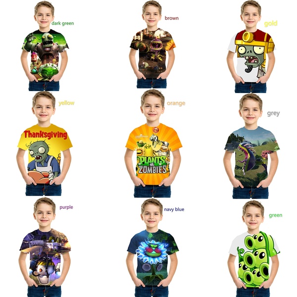 CAMISETA Nova moda Kids 3D plantas de impressão vs. Zumbis T-shirt Dos Desenhos Animados Camisetas para Crianças Legal Meninos Camisetas Meninas Jogo Tshirt FRETE GRTIS