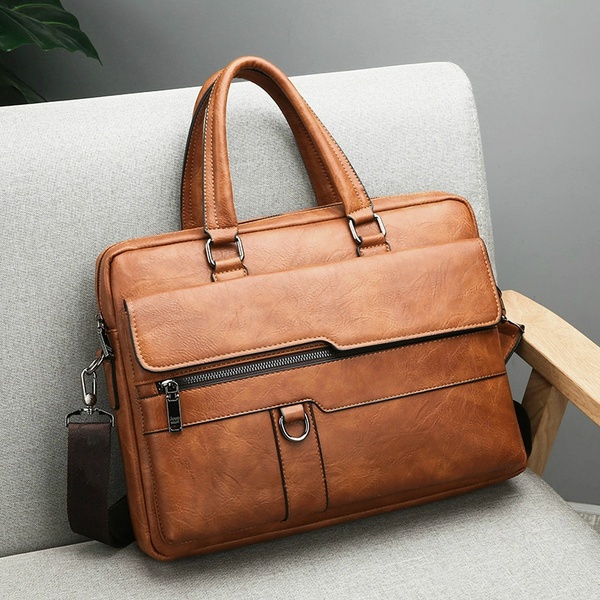 BOLSA Couro de luxo! Tote masculino de negócios retro maleta ombro mensageiro saco laptop bag (2size 3 cores) FRETE GRATIS