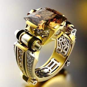 Anel de pedras preciosas coloridas clássico de vários elementos em ouro 14k para homens Gostaria de se juntar ao seu carrinho de compras FRETE GRATIS