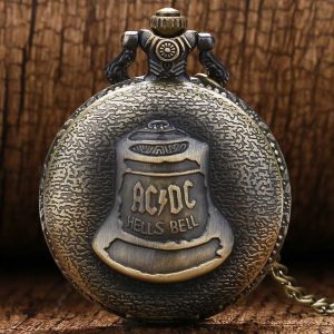 RELOGIO Steampunk antigo ACDC Hells Bell Quartzo Relógio de Bolso Colar de Pingente de Presente Retro Bronze